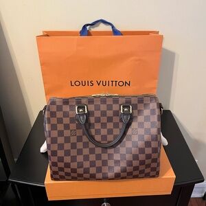 Authentic Louis Vuitton Speedy 30 Bandouliere Damier Ebene